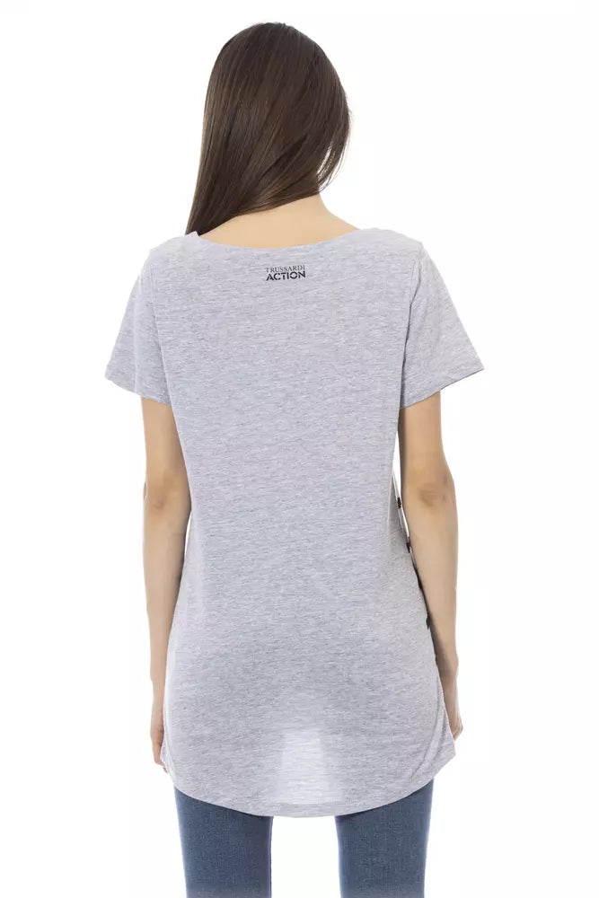 Top de algodón gris para mujer