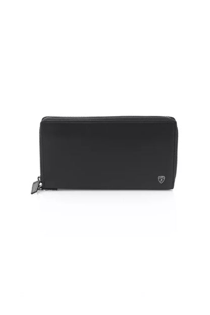 Cartera de piel de becerro negra para hombre