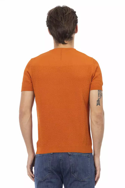 Orange Cotton Men Sweater