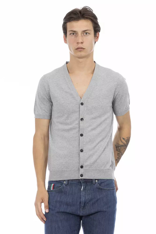 Suéter de algodón gris para hombre