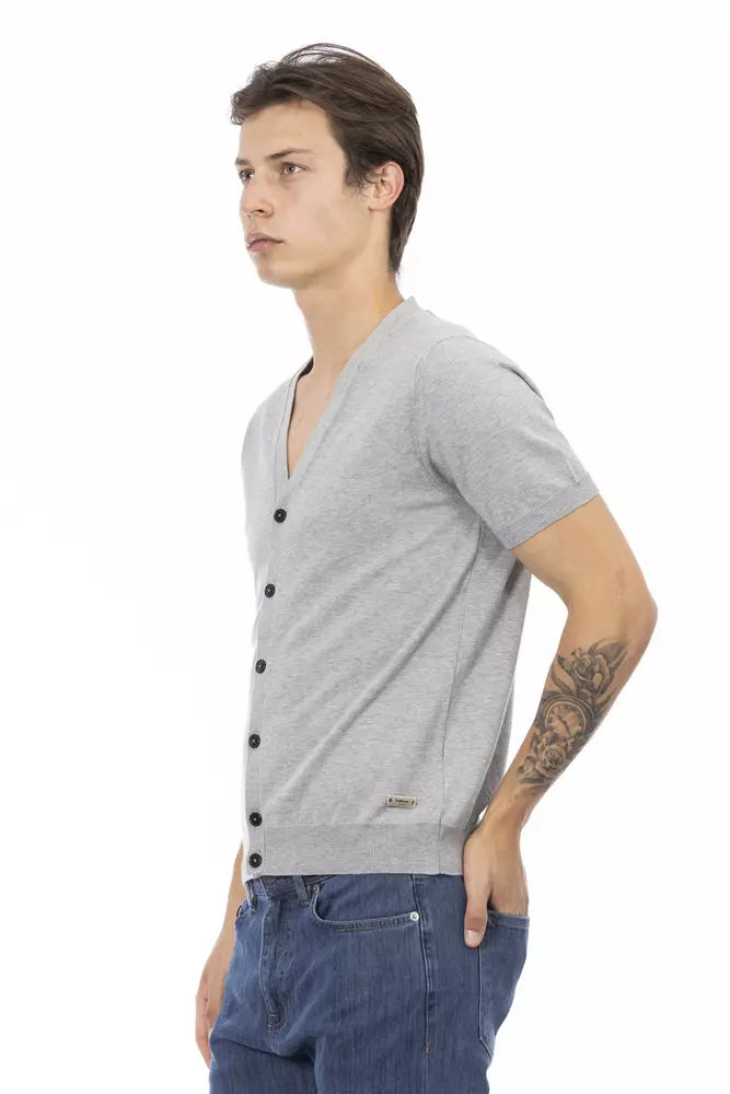 Suéter de algodón gris para hombre