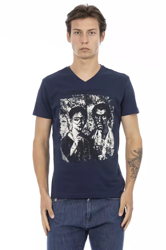 Camiseta de algodón azul para hombre