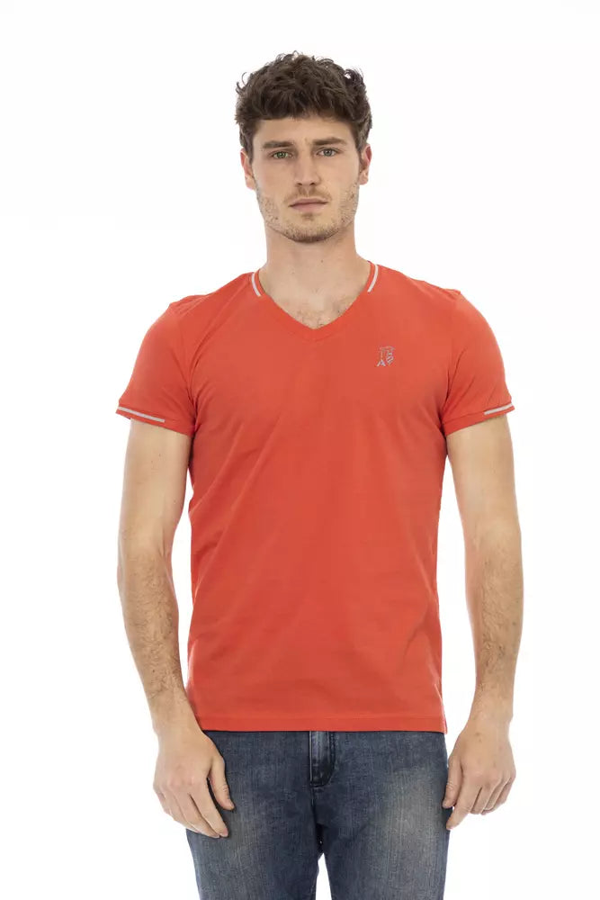 Orange Cotton Men's V-Neck T-Shirt