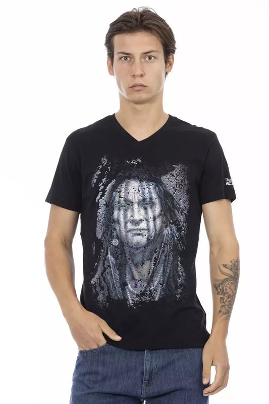 Camiseta de algodón negra para hombre