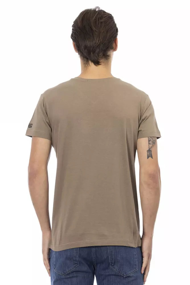 Camiseta de algodón marrón para hombre