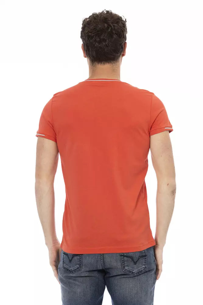 Orange Cotton Men's V-Neck T-Shirt