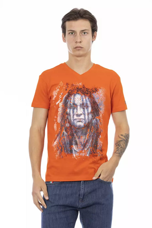 Camiseta de algodón naranja para hombre