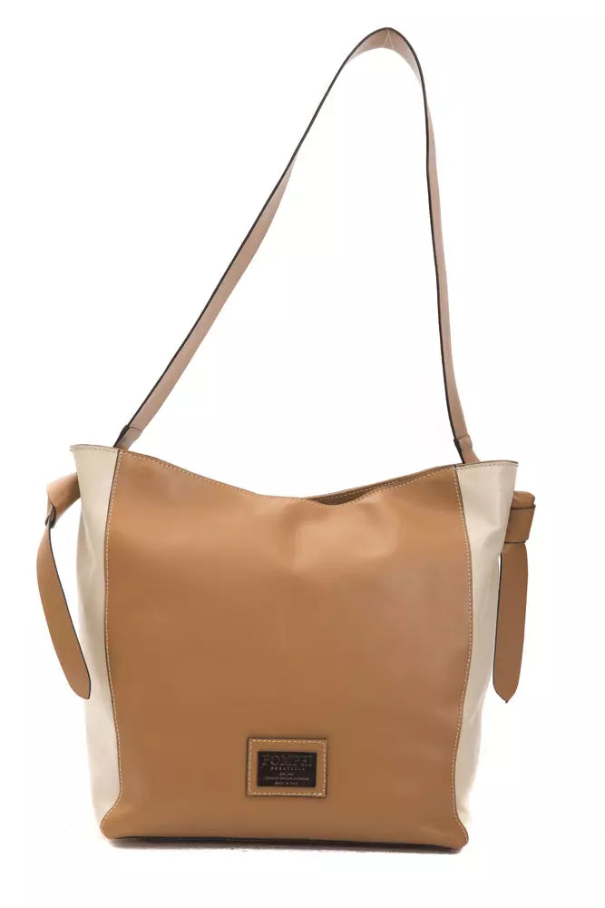 Bolso de hombro de piel marrón para mujer