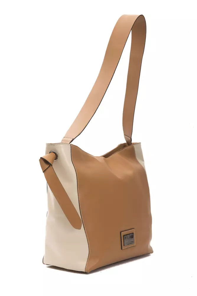 Bolso de hombro de piel marrón para mujer