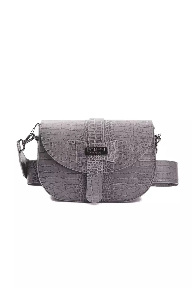 Bolso bandolera de piel gris para mujer