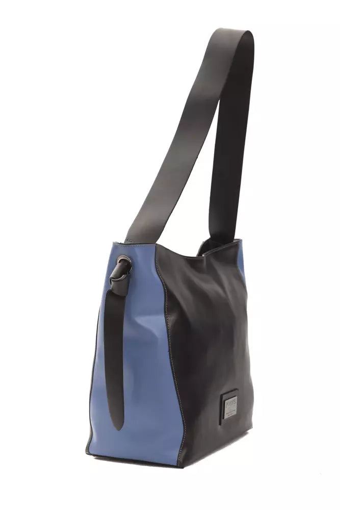 Bolso de hombro de piel negra para mujer