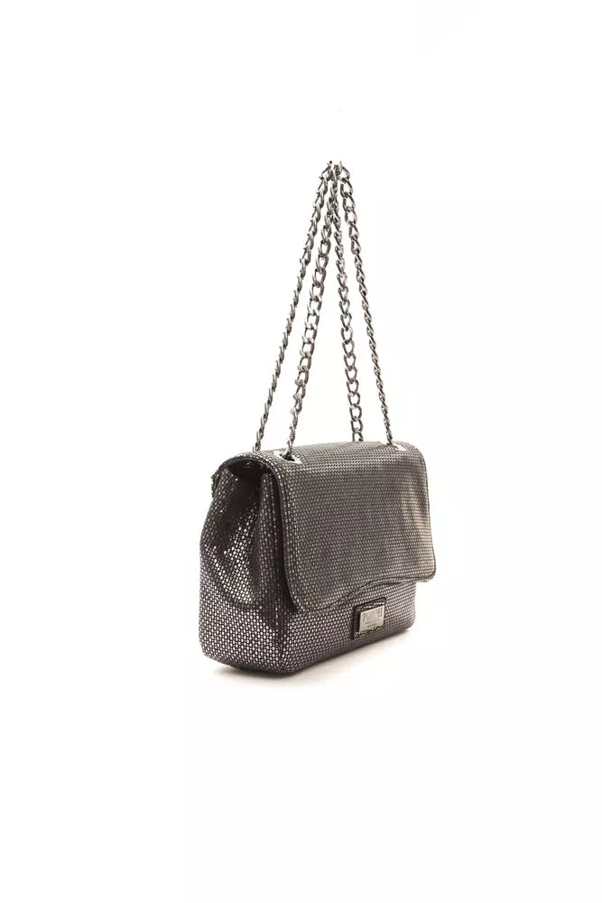 Bolso bandolera de piel gris para mujer