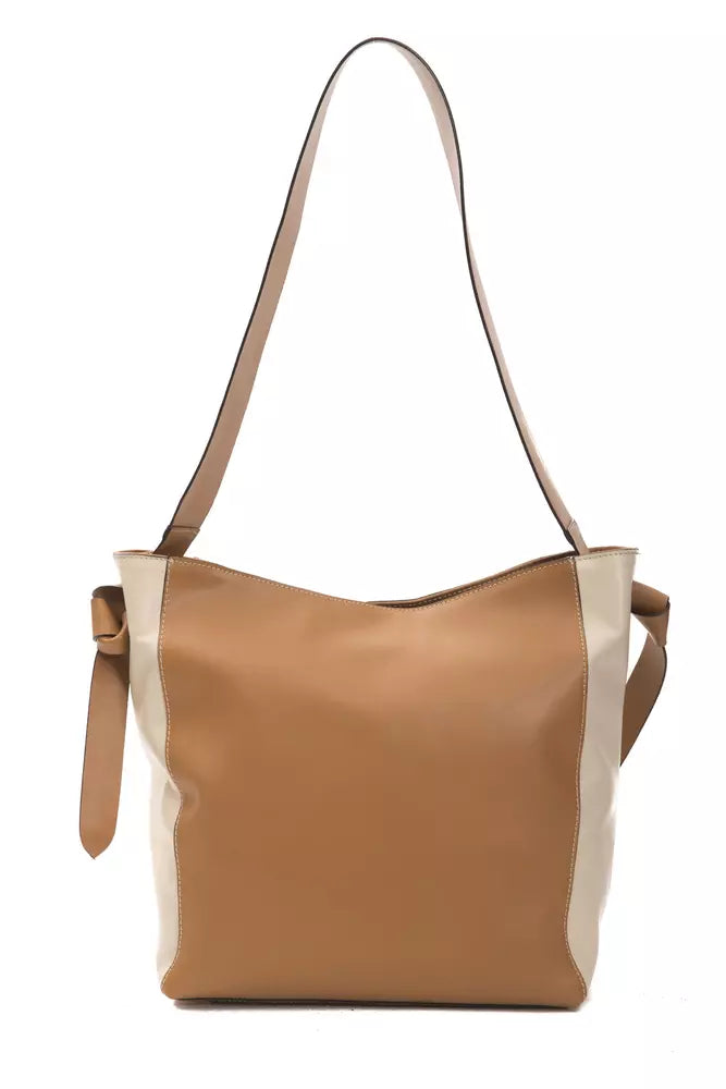 Bolso de hombro de piel marrón para mujer