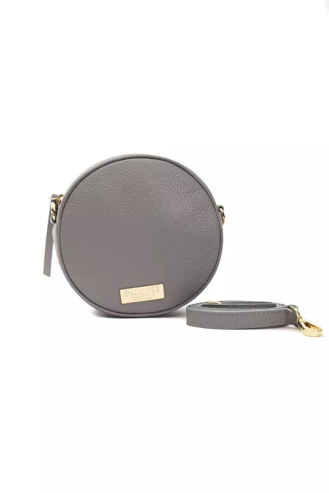 Bolso bandolera de piel gris para mujer