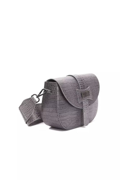 Bolso bandolera de piel gris para mujer