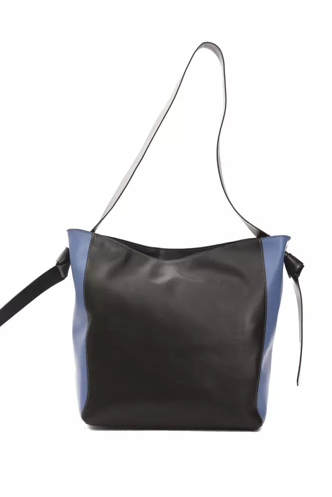 Bolso de hombro de piel negra para mujer