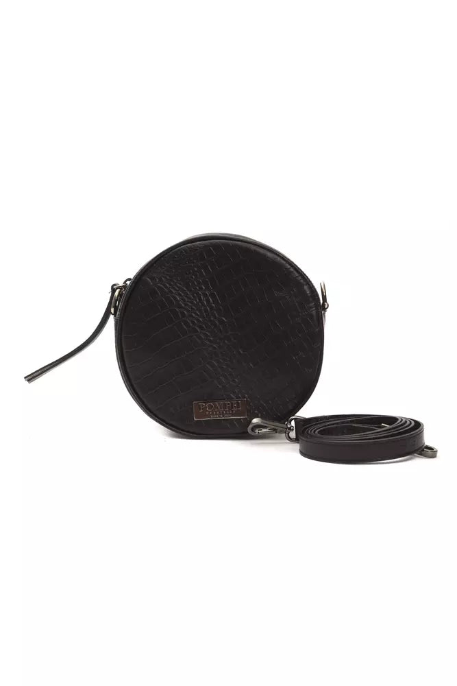 Bolso bandolera de piel negra para mujer