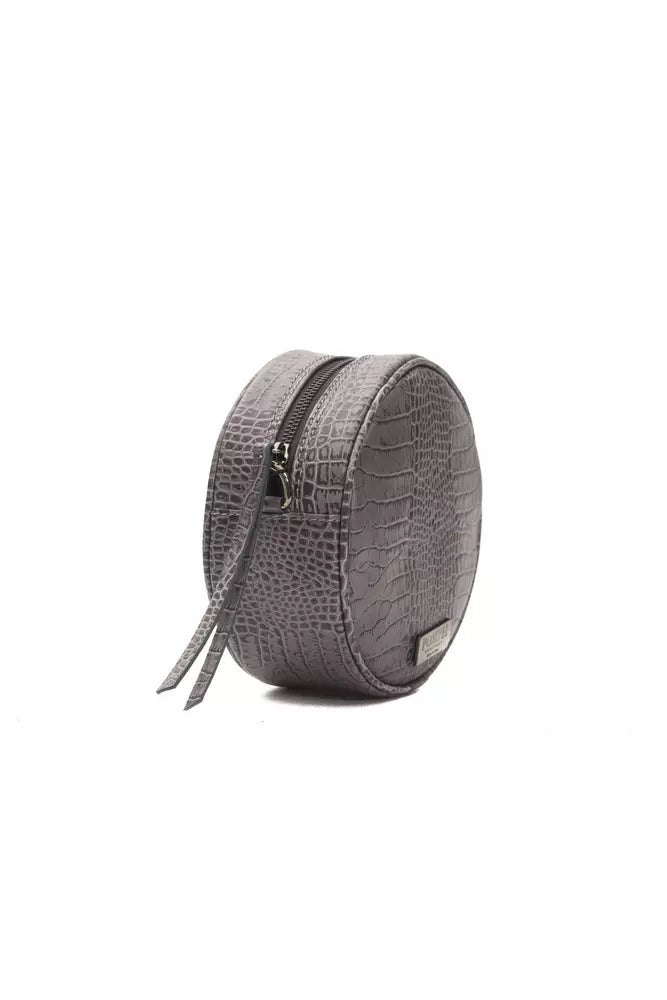 Bolso bandolera de piel gris para mujer