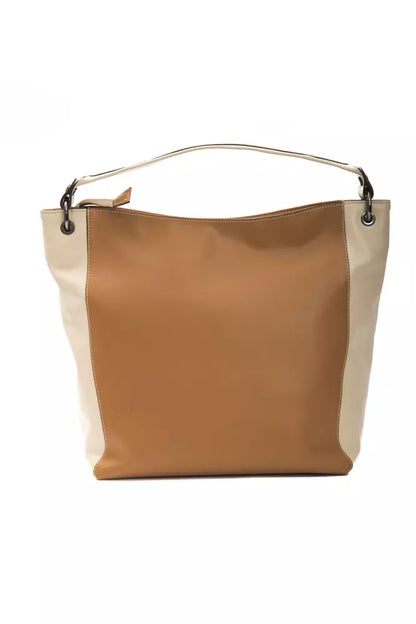 Bolso de hombro de piel marrón para mujer