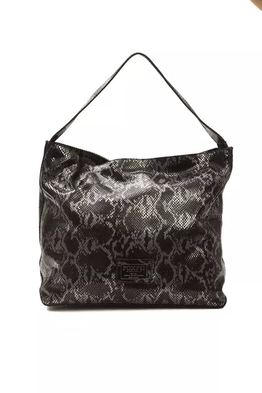 Bolso de hombro de piel gris para mujer