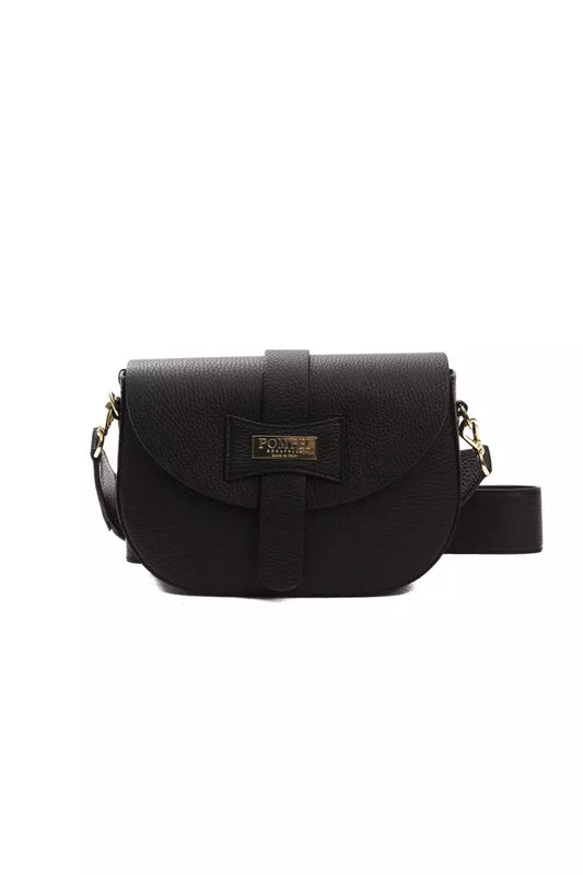 Bolso bandolera de piel negra para mujer