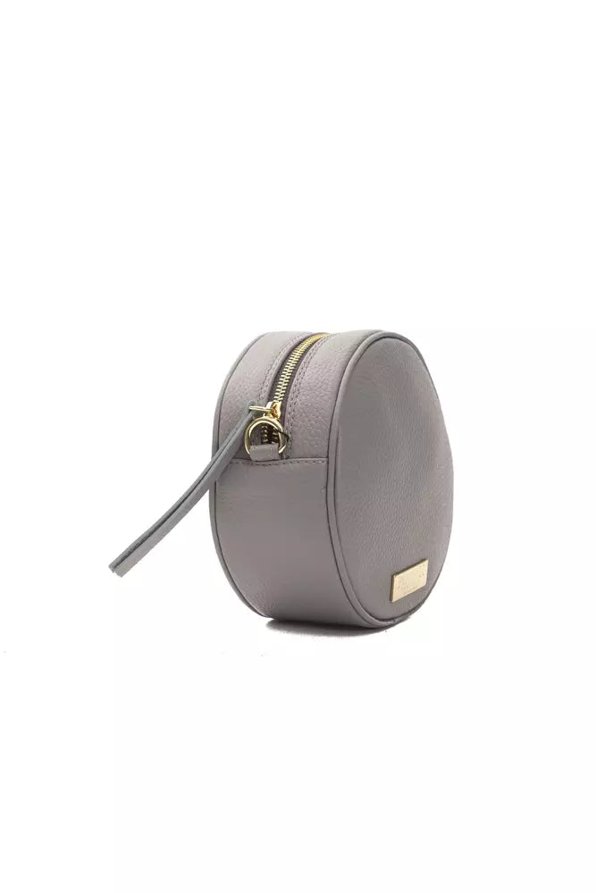 Bolso bandolera de piel gris para mujer