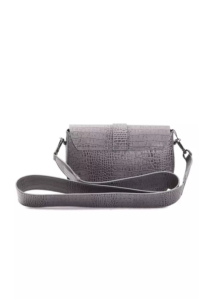 Bolso bandolera de piel gris para mujer