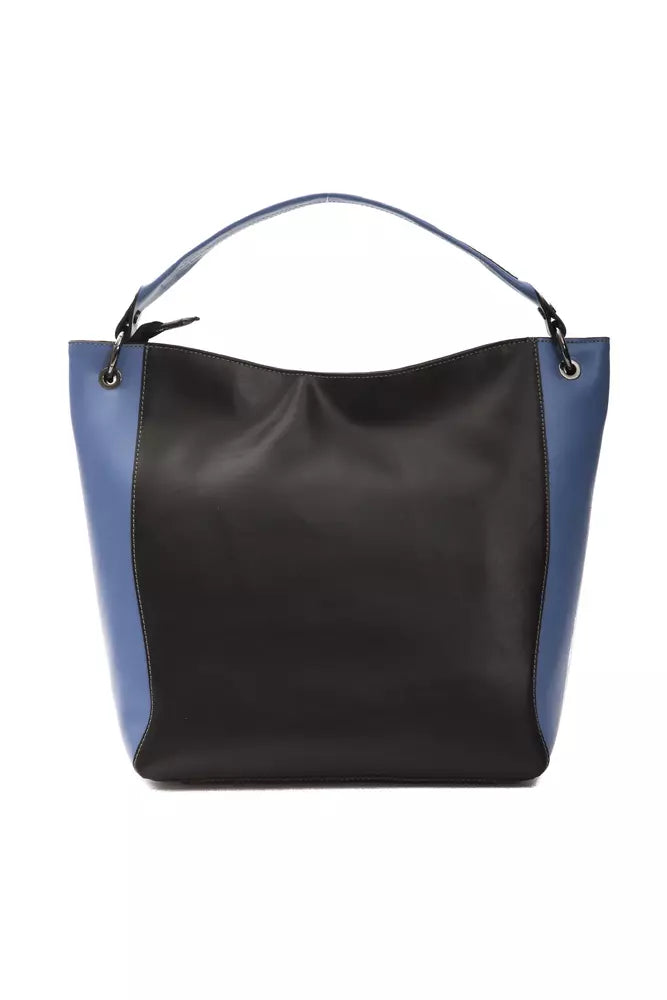 Bolso de hombro de piel negra para mujer