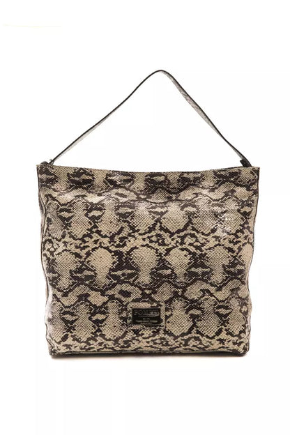 Bolso de hombro de piel gris para mujer