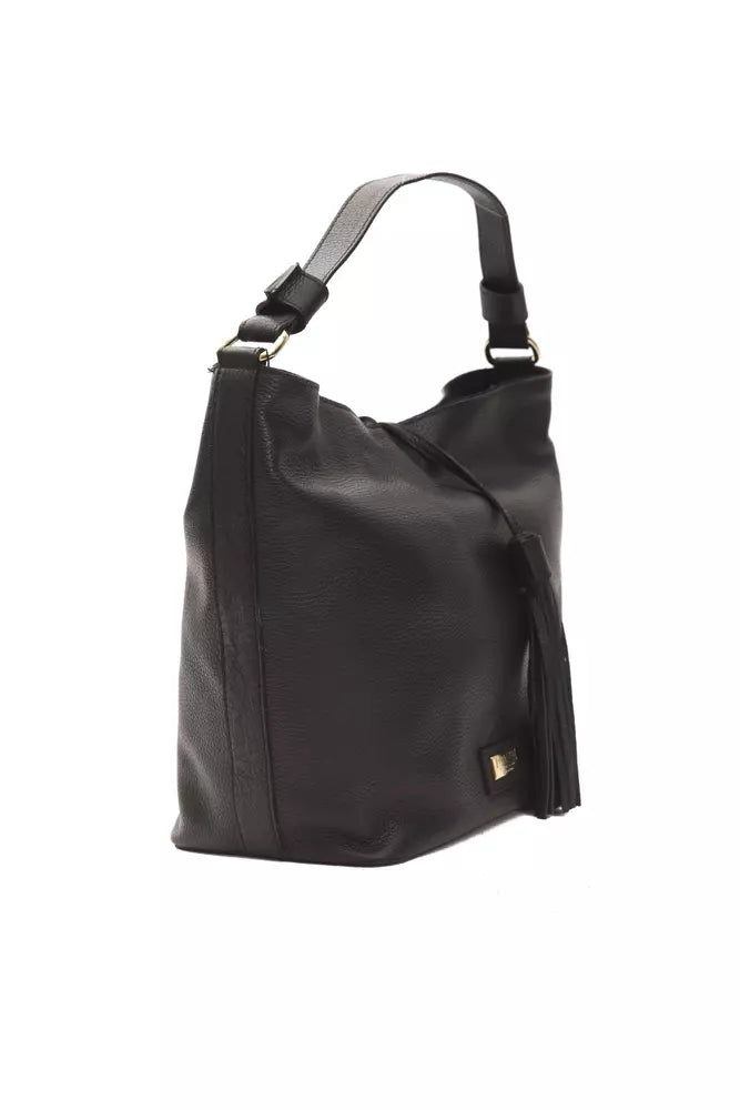 Bolso de hombro de piel negra para mujer