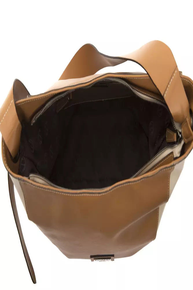 Bolso de hombro de piel marrón para mujer