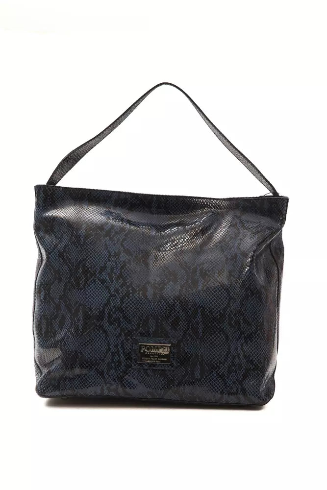 Bolso de hombro de piel azul para mujer