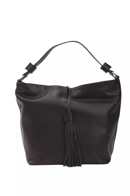 Bolso de hombro de piel negra para mujer