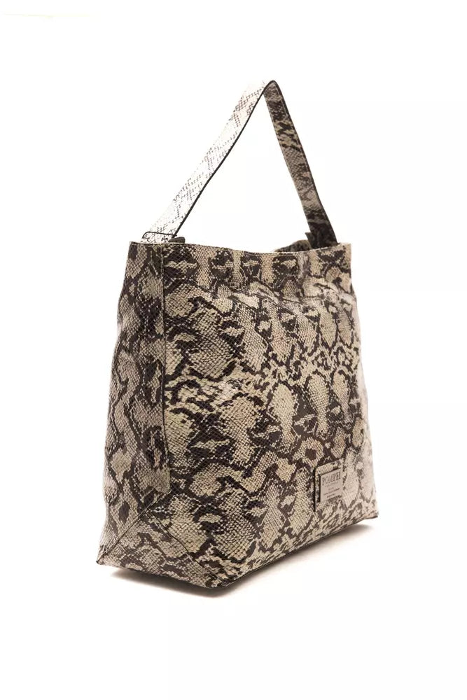 Bolso de hombro de piel gris para mujer