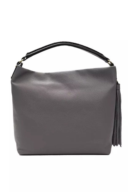 Bolso de hombro de piel gris para mujer