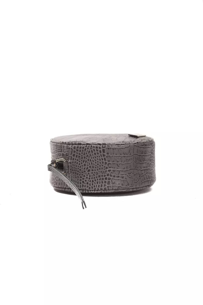 Bolso bandolera de piel gris para mujer