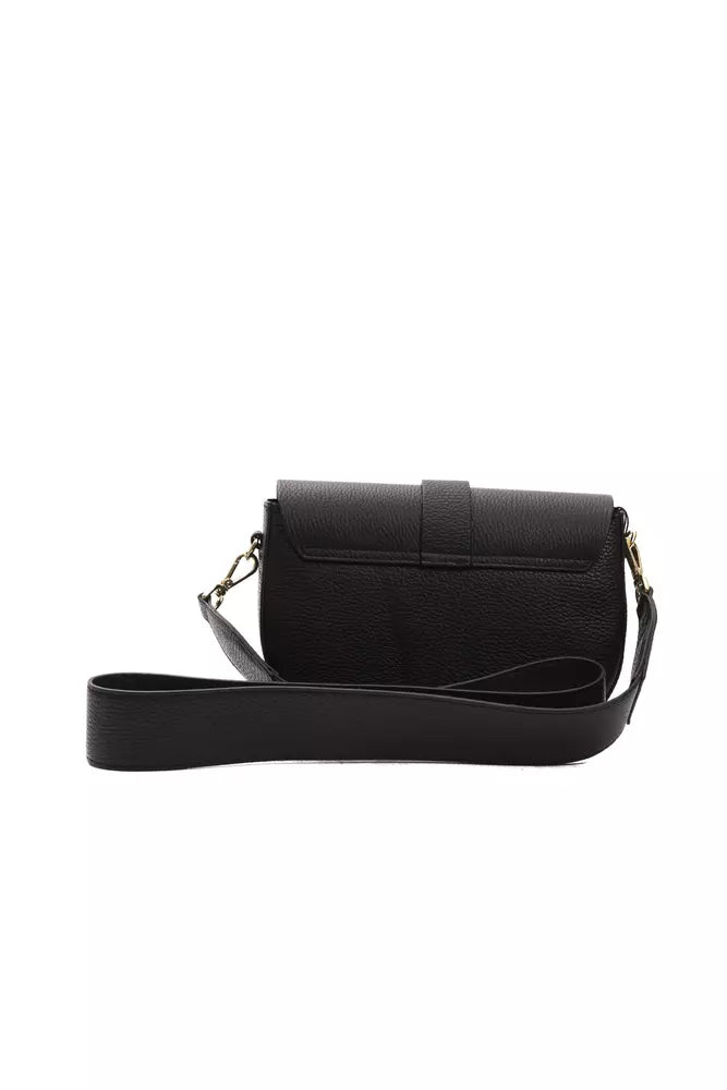 Bolso bandolera de piel negra para mujer