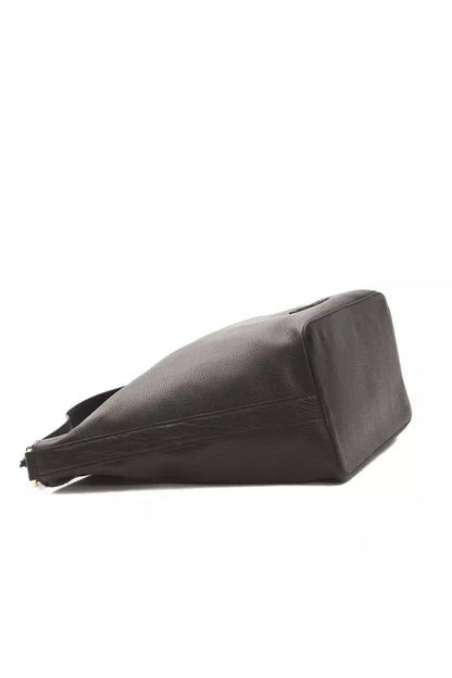 Bolso de hombro de piel negra para mujer