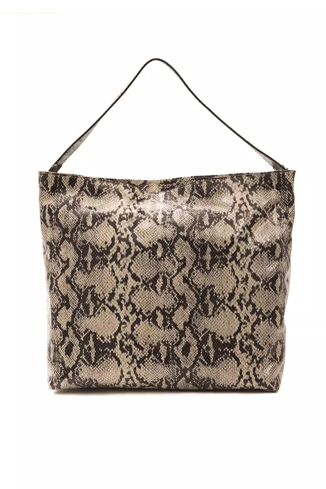 Bolso de hombro de piel gris para mujer