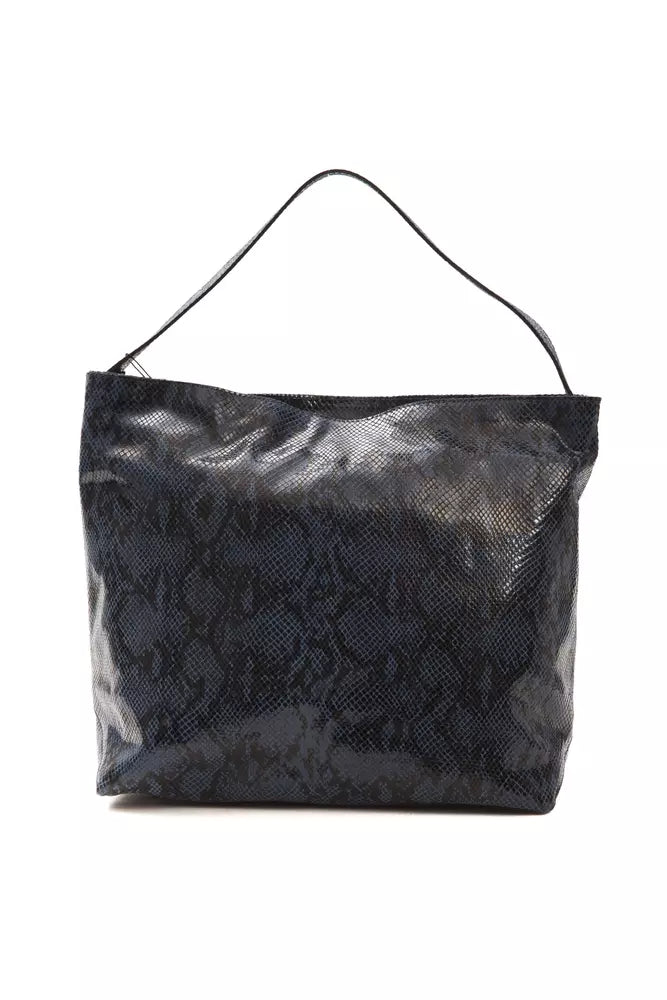 Bolso de hombro de piel azul para mujer