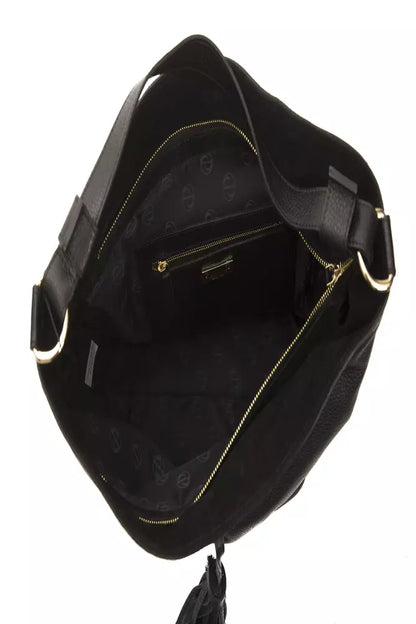 Bolso de hombro de piel negra para mujer