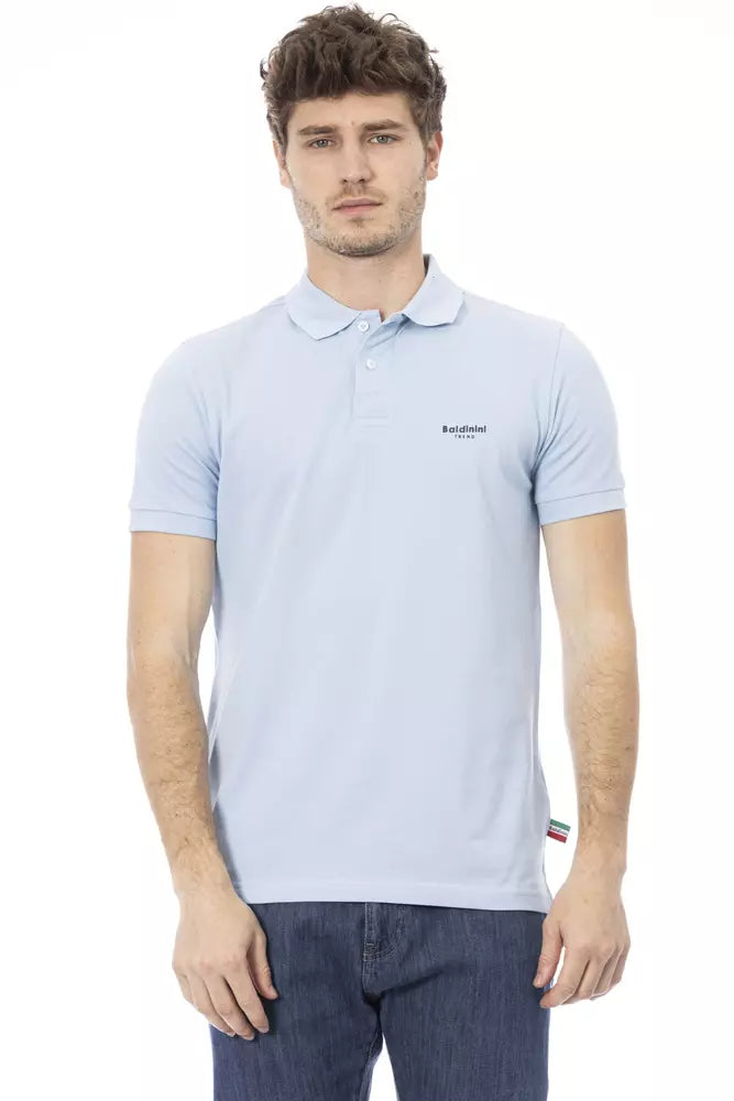 Polo de algodón azul claro para hombre