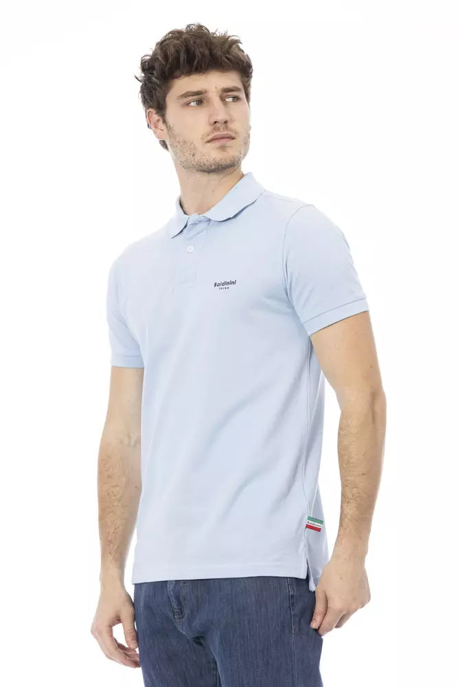 Polo de algodón azul claro para hombre