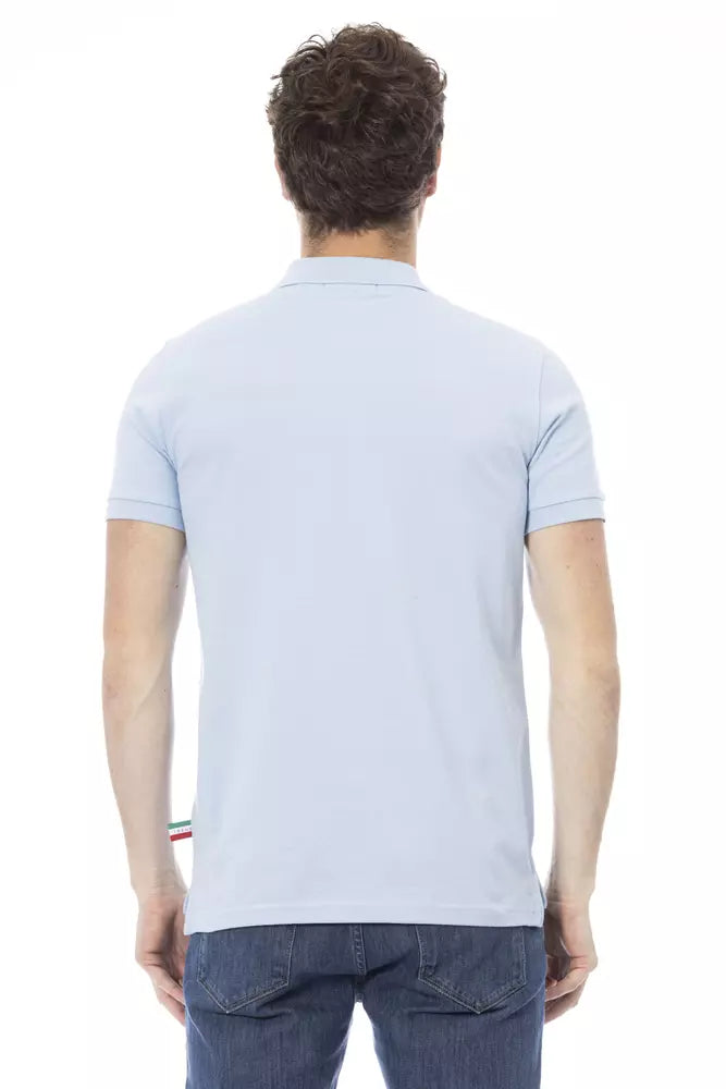 Polo de algodón azul claro para hombre