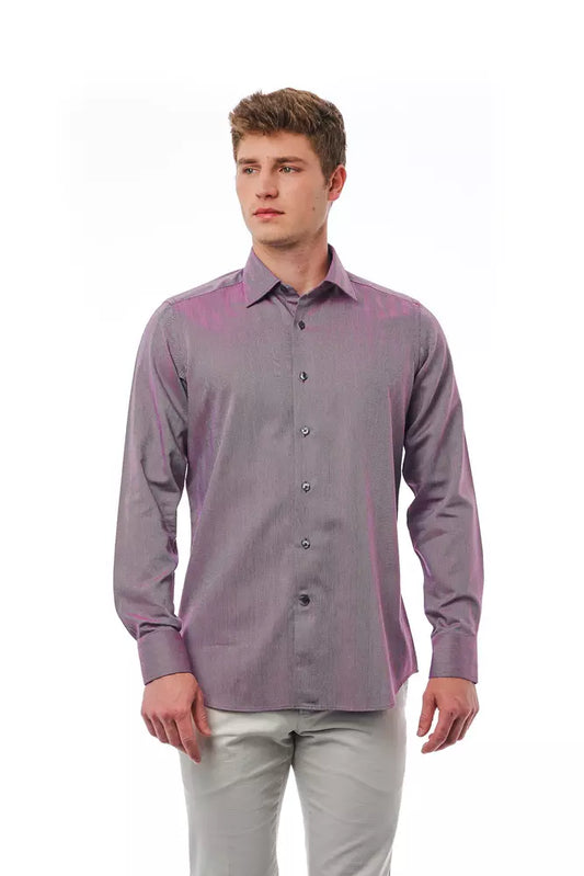 Camisa de algodón color burdeos para hombre