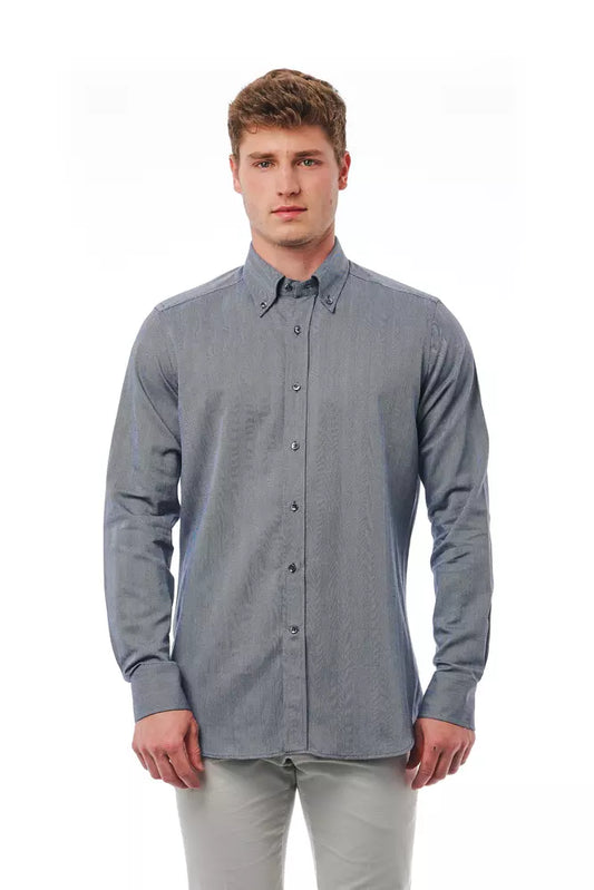 Camisa de algodón azul para hombre