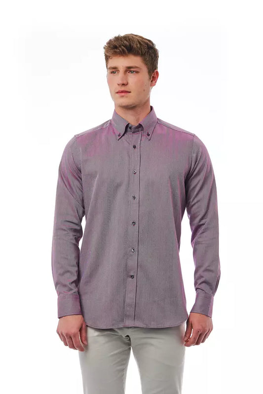 Camisa de algodón color burdeos para hombre