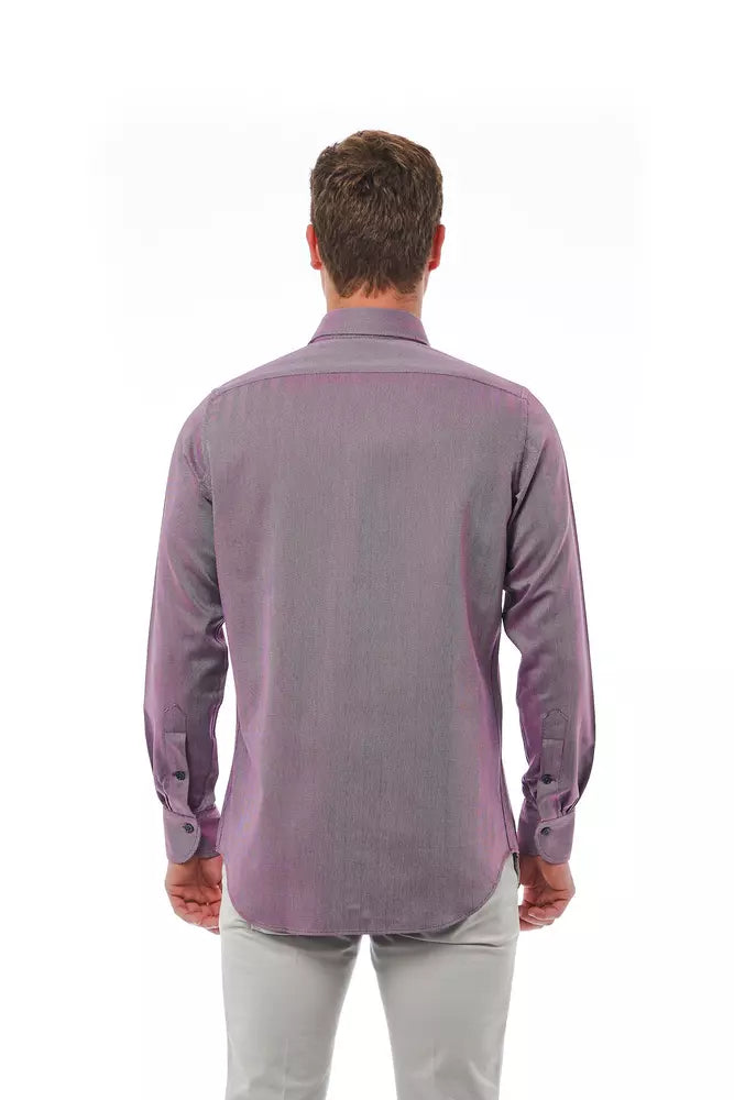 Camisa de algodón color burdeos para hombre