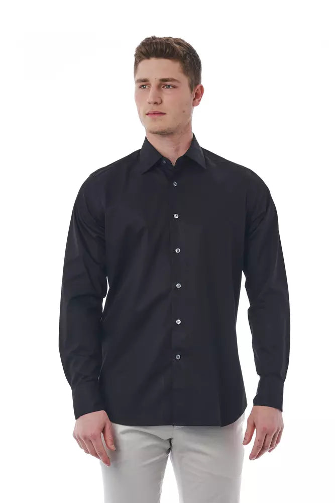 Camisa de algodón negra para hombre