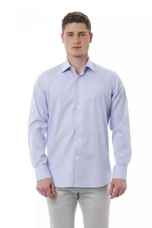 Camisa de algodón azul claro para hombre